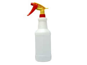 White HDPE Spray Bottle 780ml with Yellow Red Trigger Spray